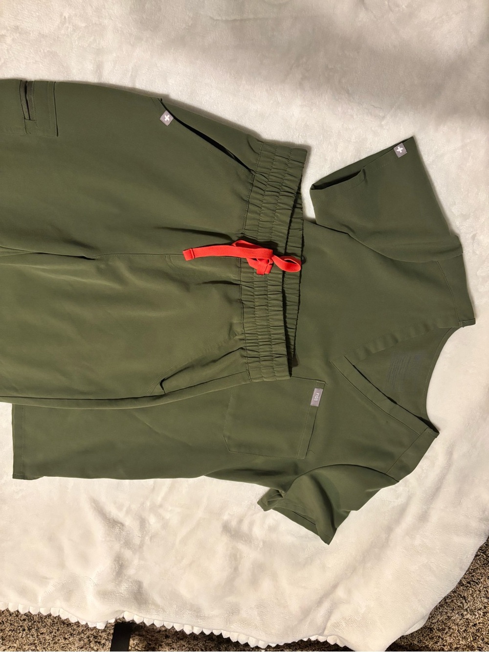 Figs Olive Green Track Joggers Catrina top - Picture 2 of 7